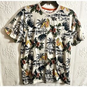 Alexander Julian Hawaiian Print Short Sleeve Tee Shirt Size L Large
